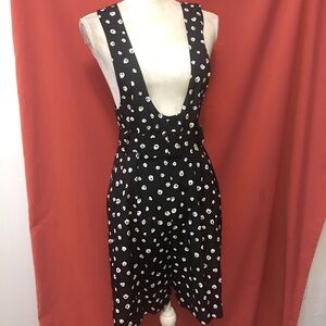 Vtg 90s Morgan & Co open front romper b/w floral size xs